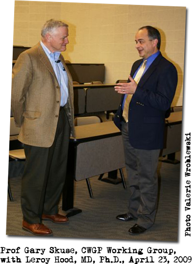 Professor Gary Skuse with Leroy Hood, MD, Ph.D., at RIT on April 23, 2009